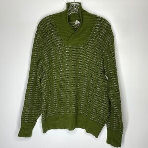 The Kandahar By Bert Charon Virgin Wool Green Vneck Sweater Medium